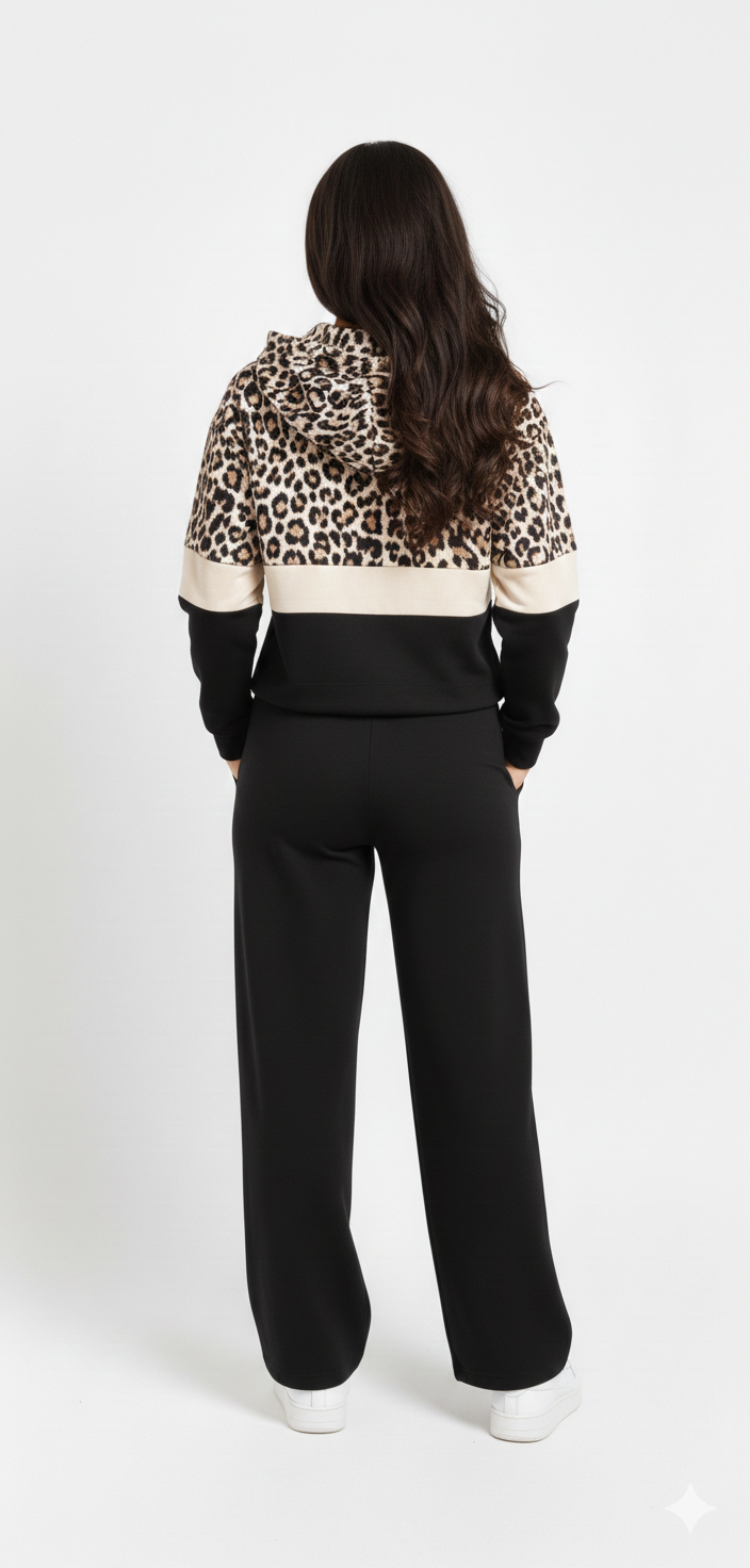Ensemble Survêtement Leopard Noir et beige– Leg Vanilla
