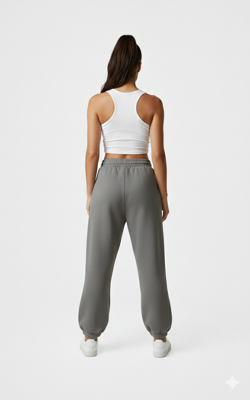 Pantalon Jogging Large en Coton Gris - Style Y2K Casual